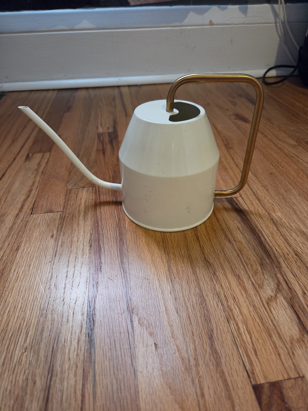 White and Gold Metal Watering Can - Home Kitchen